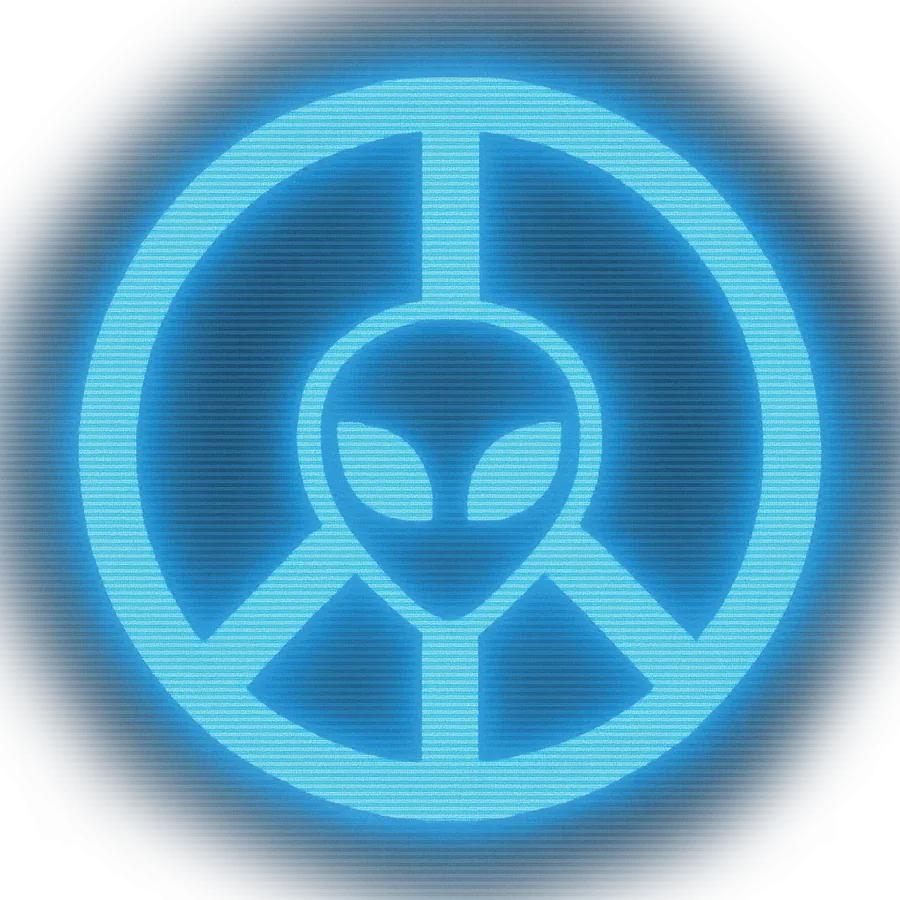 Blue ALIEN PEACE CRT symbol