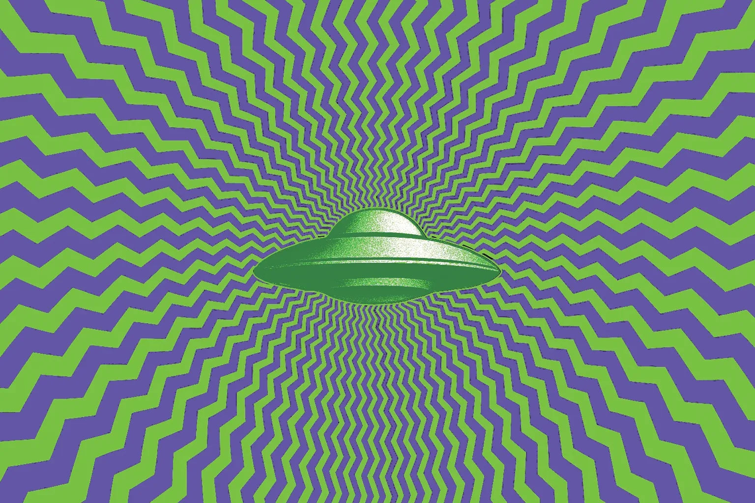 Green and purple UFO burst