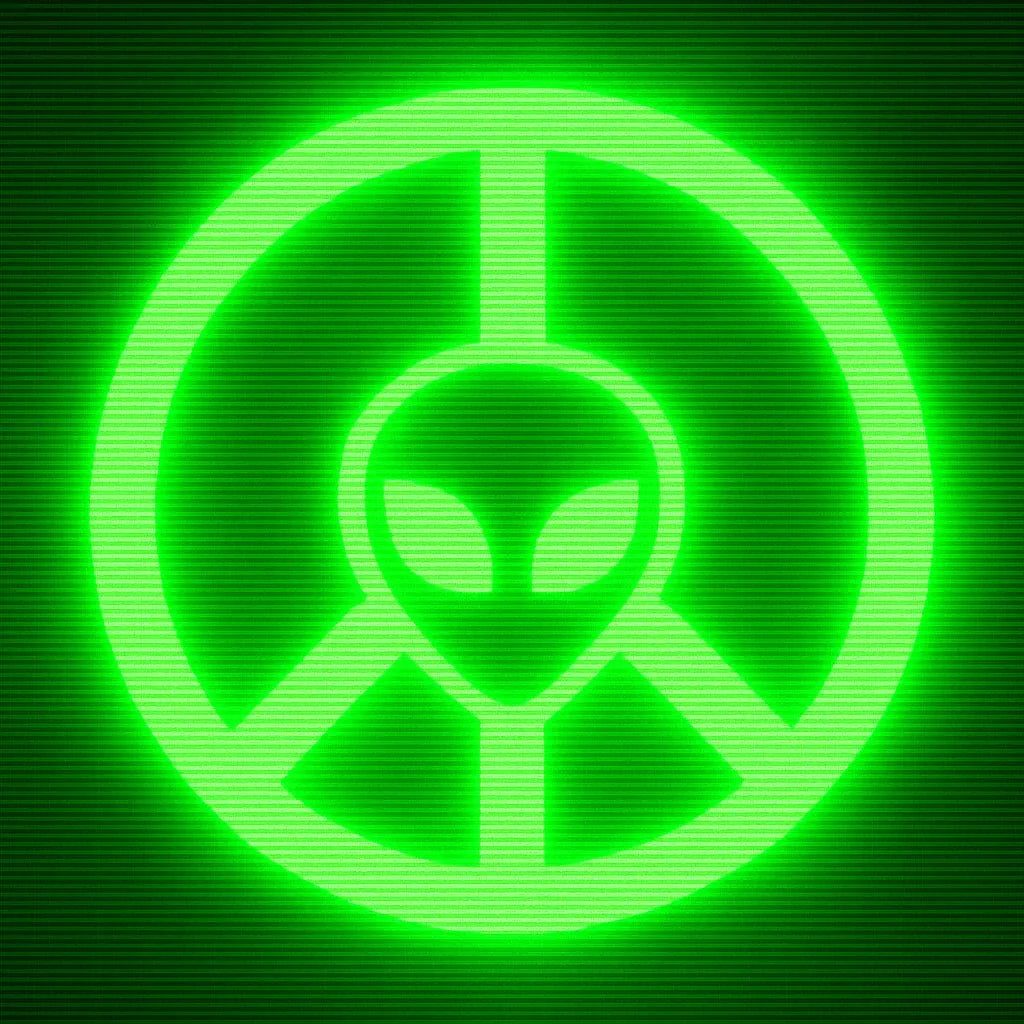 Green ALIEN PEACE CRT symbol
