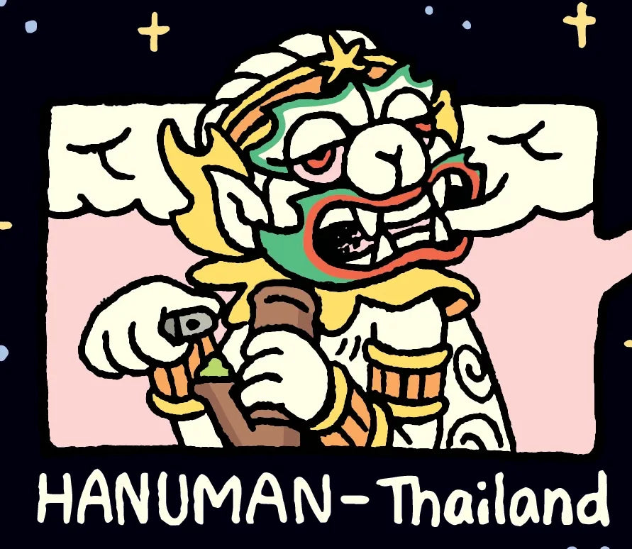 Original hanuman portrait and printed name.