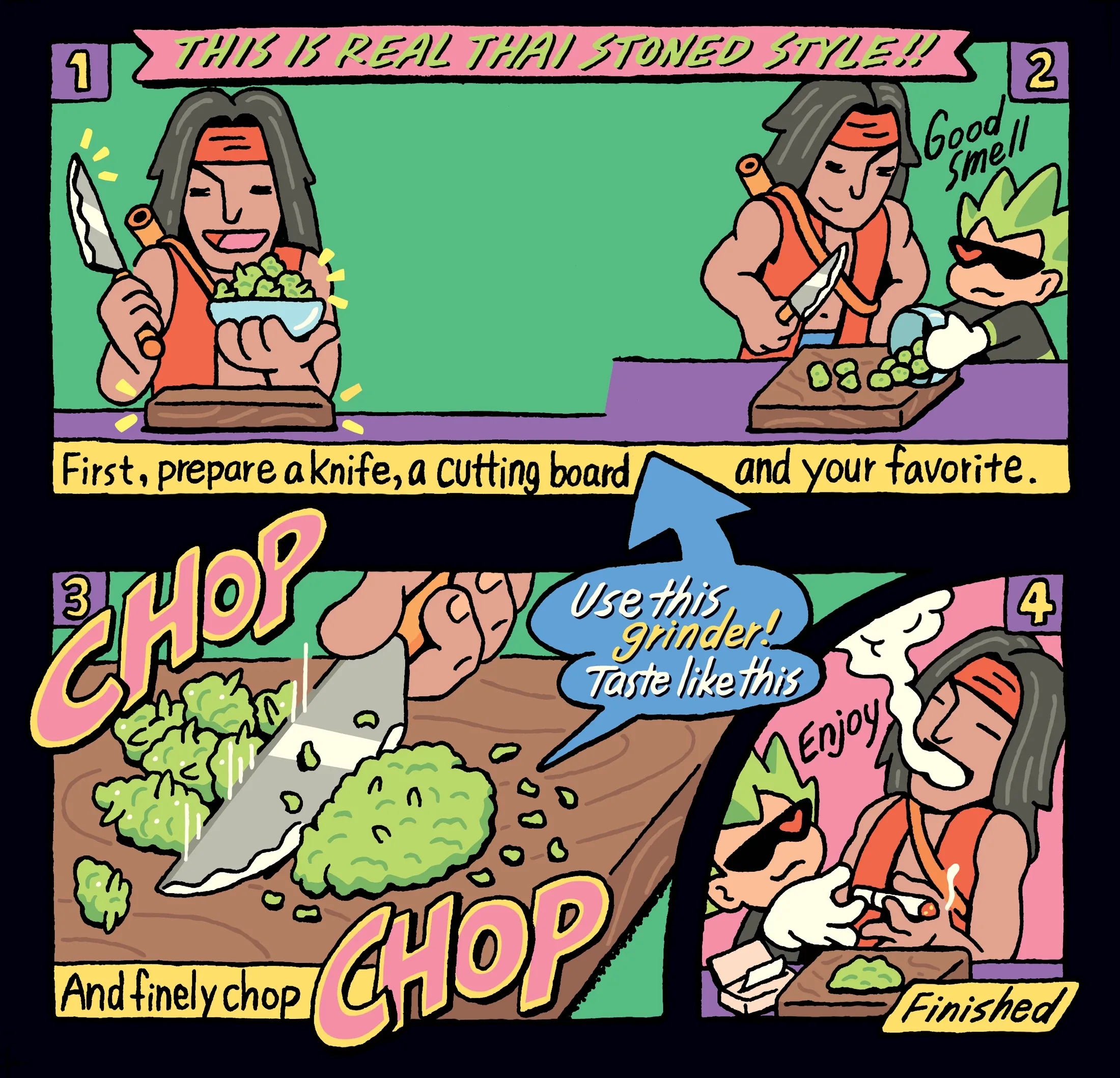 The complete four-panel numbered comic with its original dialogue.